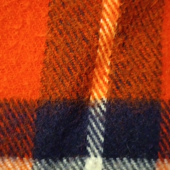 Faribo Made in U.S.A. Orange/Black/White Plaid 100% Arcrylic Throw Scarf Blanket - Picture 7 of 7